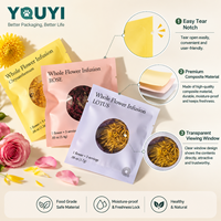 Sachet d'emballage alimentaire en plastique mat imprimé sur mesure, scellé sur 3 côtés, avec fenêtre et encoche de déchirement facile, pour thé, snacks et grains de café