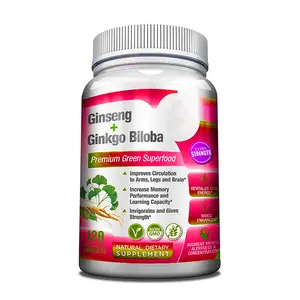 Özel etiket Panax Ginseng Ginkgo Biloba tabletler geleneksel enerji güçlendirici ve beyin kalemtıraş beyin güçlendirici