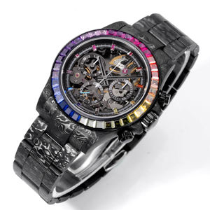 Montre mécanique pour homme 2025 Ro de haute qualité, personnalisée, entièrement en fibre de carbone, luxueuse, incrustée de pierres précieuses colorées - Product Image 2