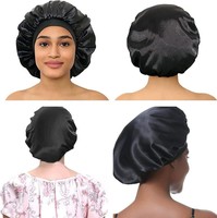 Topi Bonnet rambut noda sutra Logo kustom dengan pita lembut elastis kecantikan topi mandi lembut penutup kepala tidur malam Satin
