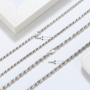 RINNTIN Kalung Rantai Hiphop SC29-<span class=keywords><strong>3.3</strong></span>, Perhiasan Asli 925 Perak Murni 3.3Mm Tali Potongan Berlian untuk Pria dan Wanita - Product Image 1