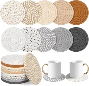 47 Sous-verres en coton tissé de couleur différente de 4.3 pouces, sous-verres absorbants Boho pour boissons, tasse pour la décoration de la chambre, TLX0172