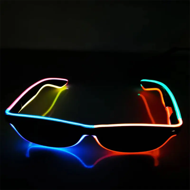 2023 Dasheng New Arrival El Wire Glass LED Flashing SunGlasses Colorful Light Up Luminous Glasses