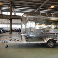 Camionnette de restauration mobile pour café, salon de beauté, cuisine, usage professionnel, cadre en aluminium et acier inoxydable, résistant à la rouille