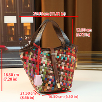 Tas Tangan Wanita Model Bucket Kulit Sapi Warna-warni Gaya Retro Eropa Amerika