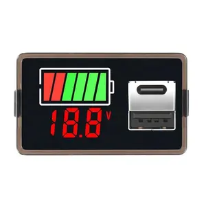 Type-C Usb DC8-100V Auto Batterij Voltmeter Laadniveau Indicator Lithium Lifepo4 Lood-Zuur Batterij Capaciteit Meter Led Tester