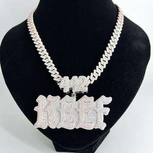 Colgantes con nombre personalizado al mejor precio, joyerí<span class=keywords><strong>a</strong></span> de Hip Hop de Plata de Ley 925, colgantes de collar cubano de moissanita de Color D - Product Image 3