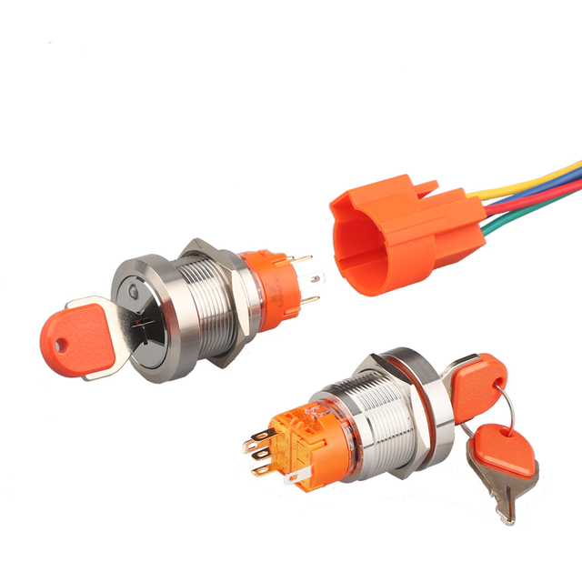 LANBOO 19mm IP65 Stainless Steel Key Switch 3 Position Removable Key 1NO1NC/2NO2NC Rotary Switches Selector Switch 3 Position