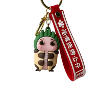 Porte-clés en PVC avec figurine de Yak de dessin animé et dragonne imprimée pour cadeaux promotionnels agricoles