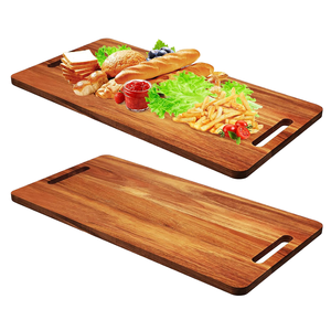 Grand plateau rectangulaire d'aliments cuits en bois naturel avec poignée pour servir les légumes <span class=keywords><strong>viande</strong></span> fromage <span class=keywords><strong>sanglier</strong></span> ustensiles de cuisine - Product Image 4