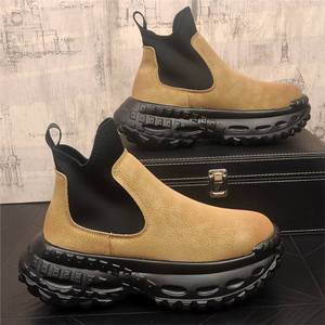 Botas Chelsea de Hombre con Cordones, Suela Gruesa, Plantilla de Goma, Aumento de Altura, Diseño de Una Pieza, Nueva Tendencia de Moda Primavera 2025 - Product Image 3