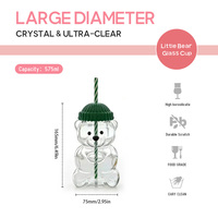 Offre Spéciale – Tasse en Verre 3D Ourson avec Couvercle en Silicone Tricoté et Paille – Mignonne Tasse à Lait/Café en Borosilicate pour Filles – Idée Cadeau