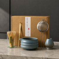 Ensemble classique de fouet à matcha en céramique et bambou avec bol et support, tamis, accessoires traditionnels pour le thé