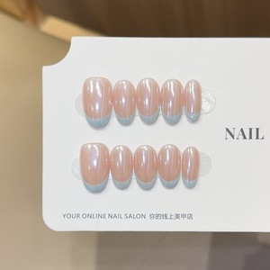 <span class=keywords><strong>Uñas</strong></span> Postizas de Lujo Hechas a Mano, Estilo Ojo de Gato Francés Azul, 10 Piezas, <span class=keywords><strong>Cortas</strong></span>, Cuadradas, Magnéticas, Acrílicas, para Uso Diario, Venta al Por Mayor - Product Image 2