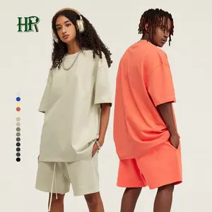 カスタムデザイン刺繍ユニセックスブランドTシャツとショーツセットブランク特大スーツ - Product Image 1