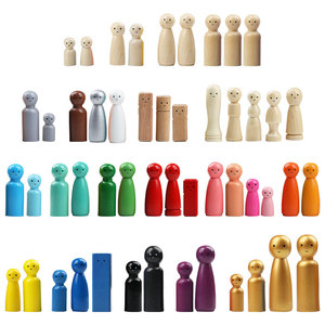 Figurines en bois colorées, ensemble de marionnettes peintes de 50 pièces pour enfants, jeu de simulation - Product Image 5