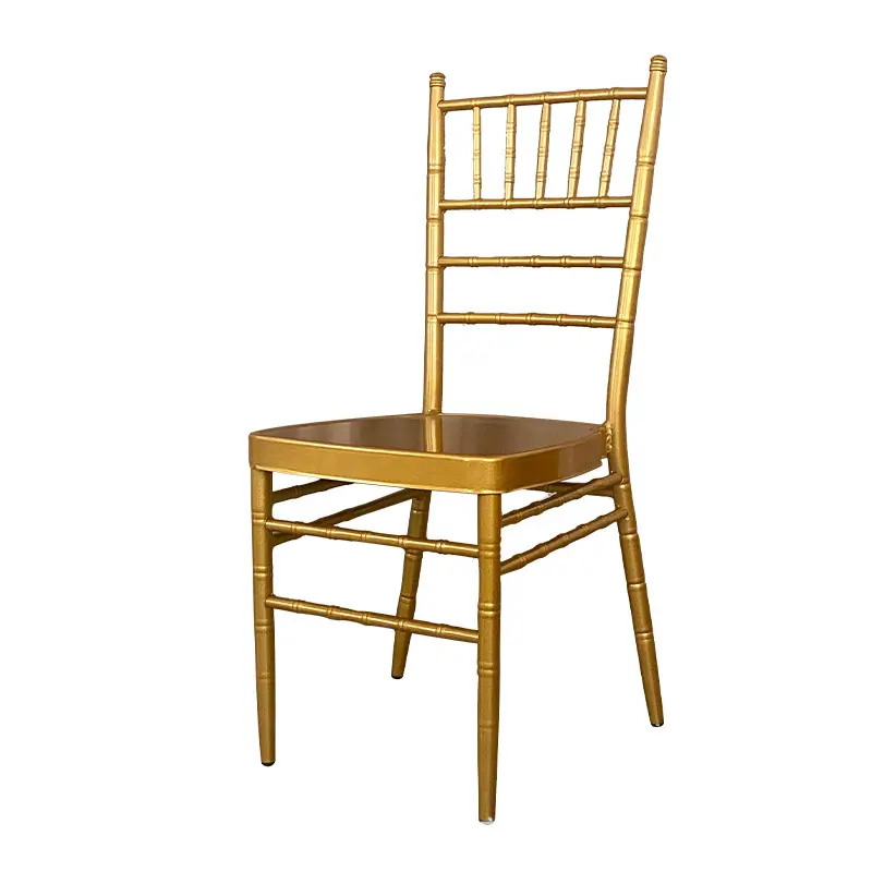 High Quality Luxury Metal Gold Color Dining Banquet Chair Wedding Tiffany Hotel Chiavari Chairs for Event