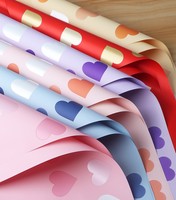 Nouveau papier d'emballage imprimé en forme de cœur néon pour la Saint-Valentin, imperméable, épais, mat, avec motif floral