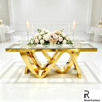 Table rectangulaire pour événements de mariage, en acier inoxydable, style moderne, table de banquet, table à manger
