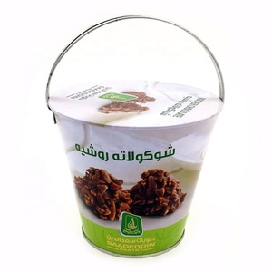 Small Chocolate Nut Packaging Metal <strong>Tin</strong> <strong>Bucket</strong> with Insert Lid and Metal Handle - Product Image 1