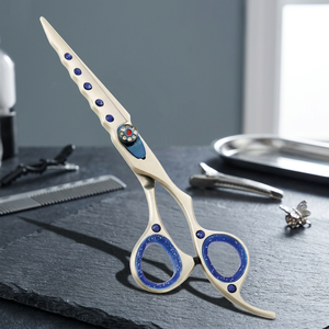 ASAP 6-Inch Stainless Steel Right-Handed Long Handle Hair Scissors with Fashionable Design for Barber Use and Hair Styling Tools - Product Image 1