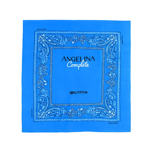 Sciarpa quadrata Angelina Complete Cotton con motivo floreale blu cielo 54x54 cm Copricapo alla moda per donna - Product Image 1