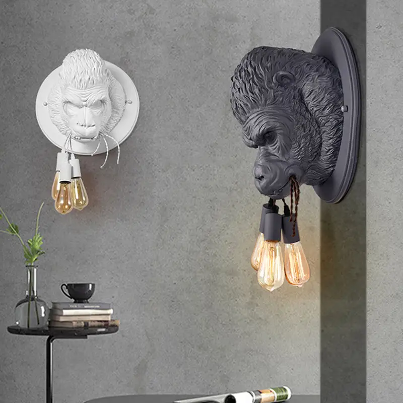 Nordic Resina Gorilla Lampada Da Parete Retrò Moderno Led Riparo Della Parete Per La Casa Decorazioni Per La Casa Lampade Da Parete A Led Da Comodino Camera Da Letto Loft Apparecchio