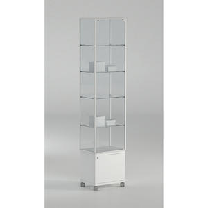 Vitrina con marco de aluminio de 51x37x220 cm, blanca, con puerta con cerradura y estantes ajustables. - Product Image 1