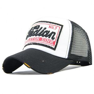 Wholesale Custom Embroidered Logo <b>Vintage</b> Distressed Mesh Camo Trucker <b>Hats</b> 5-Panel Style with Letter Pattern in Stock! - Product Image 3