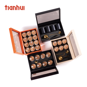 Tianhui suni deri kağıt zarif kapaklı hediye kutusu ile akrilik şeffaf kapak küçük kutular için çay hediye kutusu ambalaj - Product Image 1