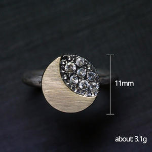 Anello a Forma di Luna F1342 in Argento con Incastonatura Pavé di Cristalli e Strass, Unisex per Uso Quotidiano - Product Image 5
