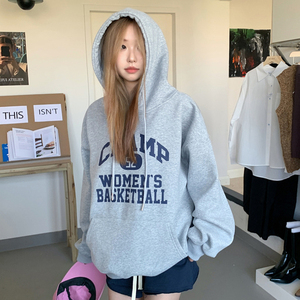 IHOOV Mujer <span class=keywords><strong>4XL</strong></span> Tallas grandes Algodón para Champion Letter Pullover Hoodie Loose Casual Style Sudadera - Product Image 3
