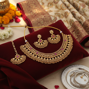 Silver Plated Brass Zircon Kundan Bridal Engagement Wedding Party Gift Ethnic High Quality Jewelry <b>Set</b> Choker Necklace Drop - Product Image 3