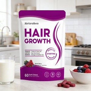 Compléments alimentaires pour la croissance des <span class=keywords><strong>cheveux</strong></span>, en forme de gommes à mâcher, exportation transfrontalière, 60 gommes à mâcher, vente directe d'usine, support OEM - Product Image 3