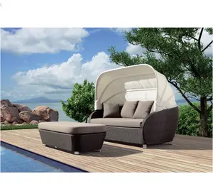 cheap synthetic rattan daybed canopy bed outdoor