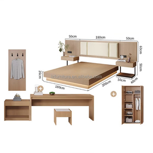 Hotel Bedroom Furniture Full Room <b>Sets</b> <b>Cheap</b> Wooden King Queen Size Bed Frame With Nightstands Headboard <b>Wardrobe</b> & TV Stand - Product Image 5