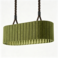 Suspension linéaire LED à double niveau en panneau acoustique PET cannelé bleu cobalt pour auditorium