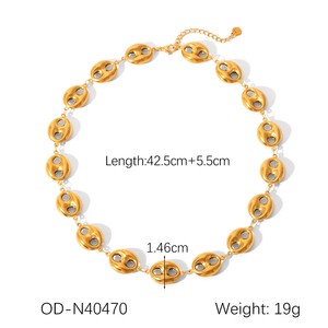 European American All-Match <b>Titanium</b> Steel Fine Jewelry Hollow Pig Nose Buckle Stainless Steel Necklace Bracelet for Anniversary - Product Image 2