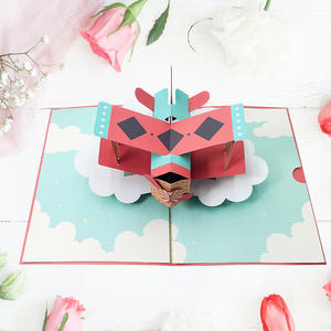 Tarjeta de Felicitación 3D Pop-Up al por Mayor con Tarjeta de Notas en Blanco, Sobre, Impresión Personalizada en Papel, Impresión UV con Molde de Avión, Estampado Dorado - Product Image 3