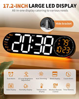 Reloj de Pared Digital Grande con Control Remoto de 9 Colores Cambiantes, Fecha, Semana, Temperatura, Atenuador de Brillo Automático, Reloj Grande con Luces Nocturnas