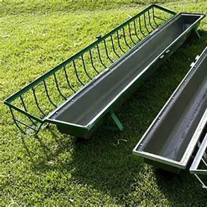 Supplier of animal husbandry equipment length goat feed trough, goat feed trough, black plastic feeding trough for sheep