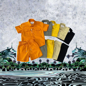 Ensembles de vêtements d'été formels 2 pièces pour bébés garçons, en coton et <span class=keywords><strong>lin</strong></span>, chemise à manches courtes et <span class=keywords><strong>short</strong></span> tissé uni respirant - Product Image 2