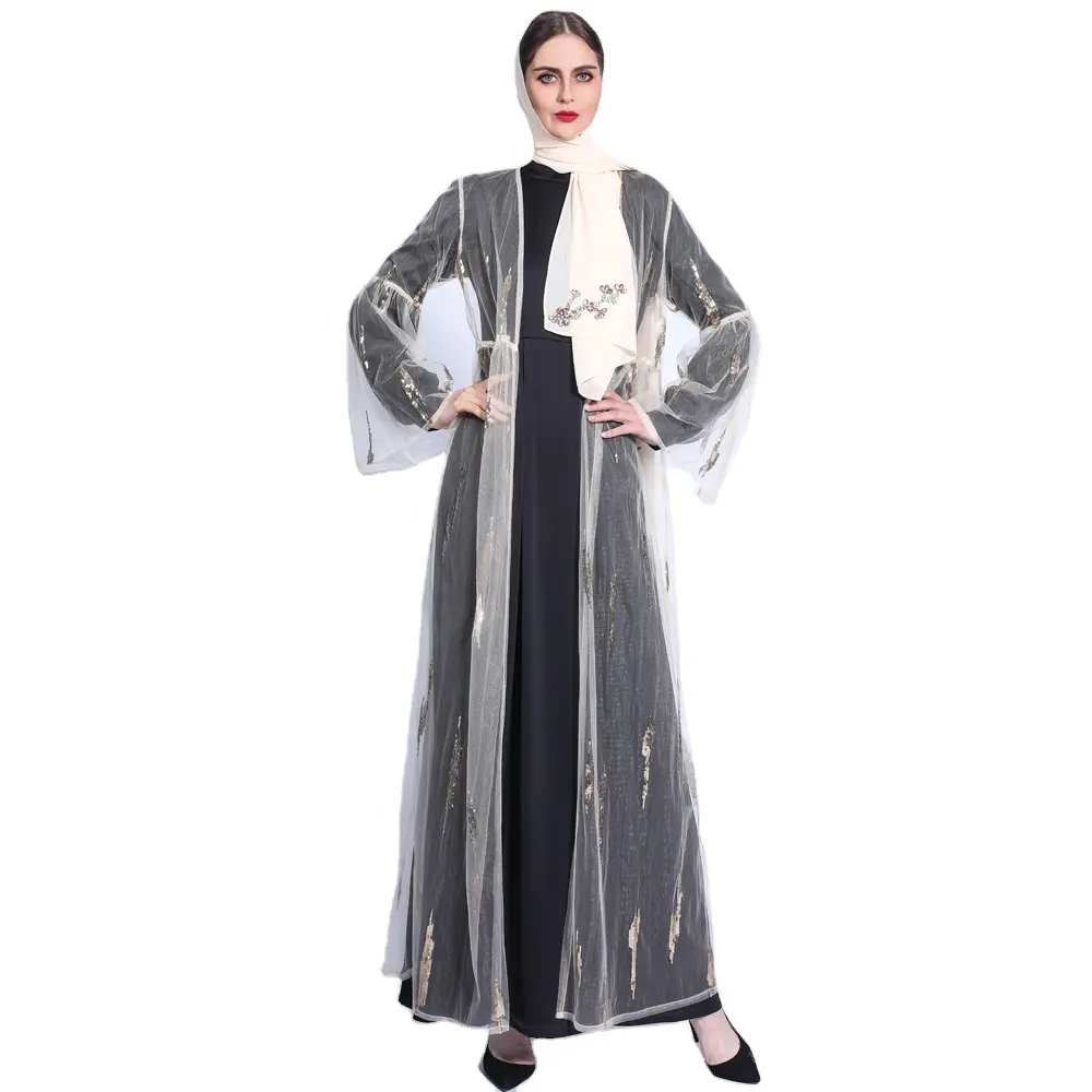 2020 nuovo design aperto davanti nuova moda abaya papillon abito in velluto abaya abiti musulmani stile indiano abaya trasparente