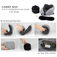 Ensemble de refroidissement masque pour les yeux coussin de repos pour le cou 3 in1 U forme mousse à mémoire voyage cou oreiller