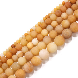 Perles rondes en jade jaune vieilli naturel givré pour la fabrication de bracelets, perles en pierre ST0298 - Product Image 3