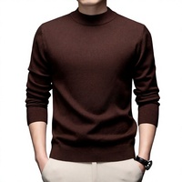 Pull à col montant pour homme, chaud, respirant, anti-boulochage, couleur unie, décontracté, coupe ajustée, polyvalent, à manches longues