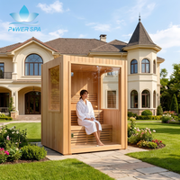 Sauna extérieur pour jardin en cèdre rouge canadien avec tuiles noires imperméables et accessoires en bois classiques