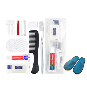 Kit d'articles de toilette d'hôtel bleu écologique et jetable 3-5 étoiles avec brosse à dents et dentifrice - Product Image 1