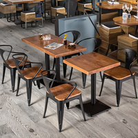 Ensemble de table et de chaises de restaurant commercial, table industrielle en métal 80x120cm, ensemble de salle à manger pour hôtels et restaurants