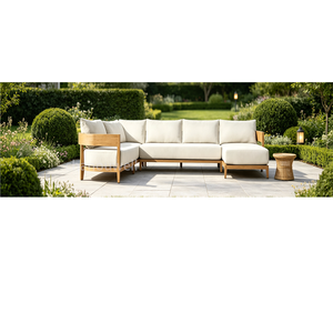 Offre Spéciale : Ensemble de Mobilier de Jardin en Bois de Teck – Style Luxe Léger – Canapé Long et <span class=keywords><strong>Chaises</strong></span> pour Balcon Urbain et Extérieur - Product Image 6